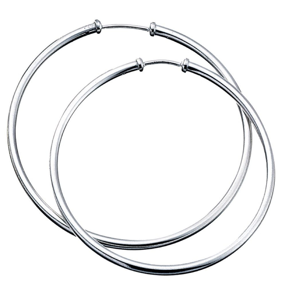 Sterling Silver Plain 50mm Sleeper Hoop Earrings