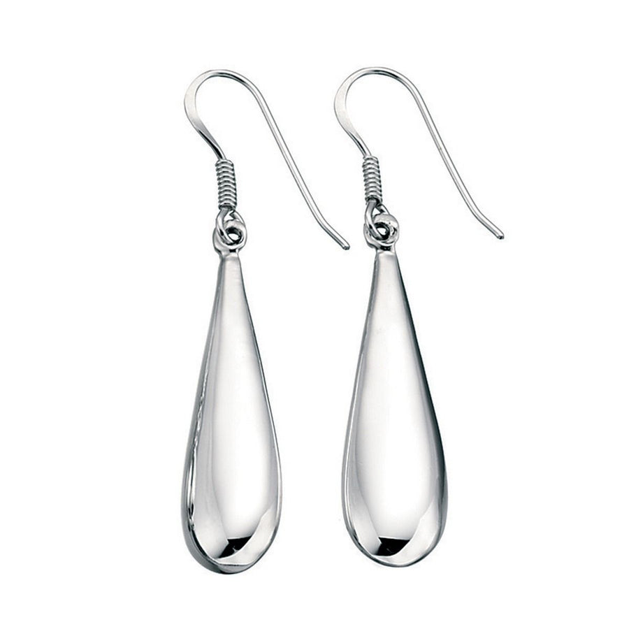 Sterling Silver Plain Organic Hook Drop Earrings