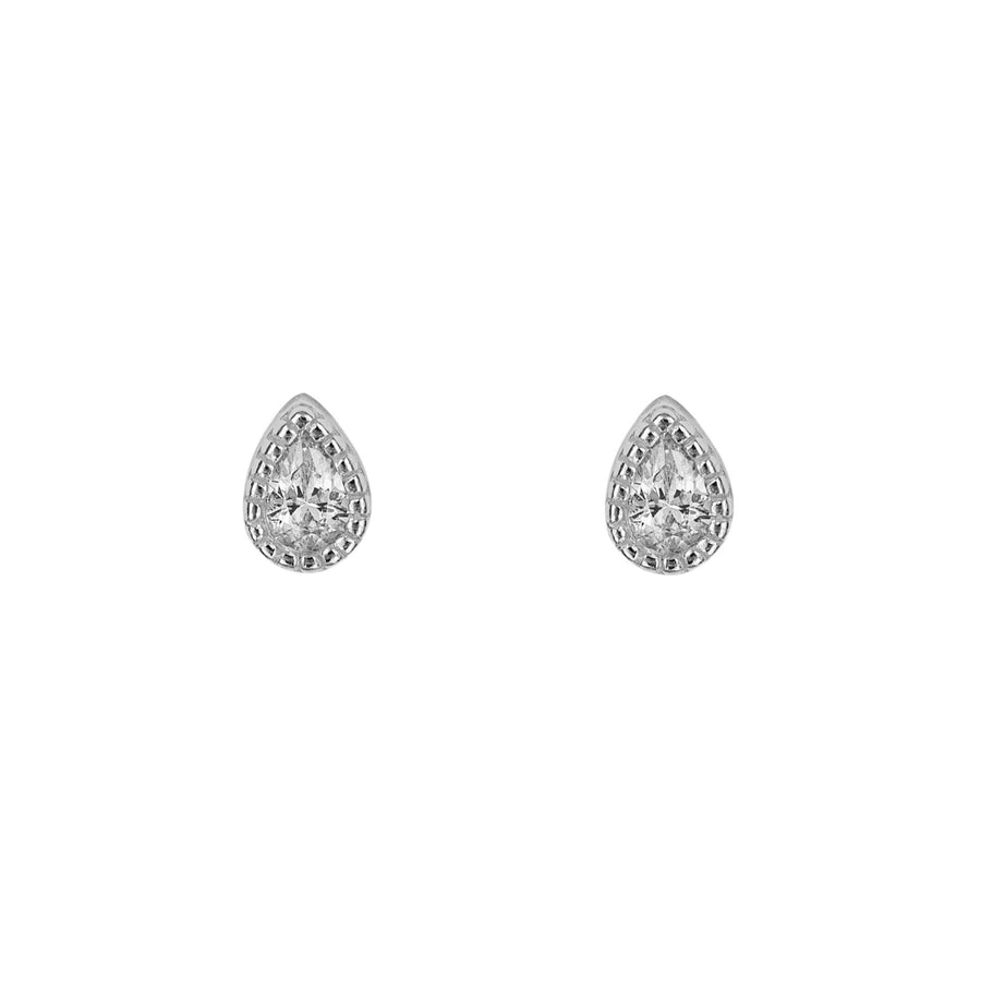 Sterling Silver CZ Teardrop Mini Stud Earrings