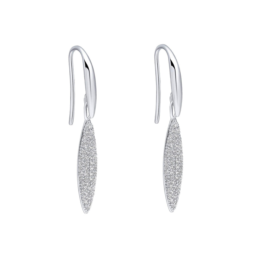 Fiorelli Sterling Silver Long Navette CZ Drop Earrings