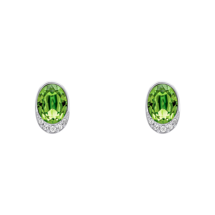 Fiorelli Sterling Silver Oval Green Crystal & CZ Stud Earrings