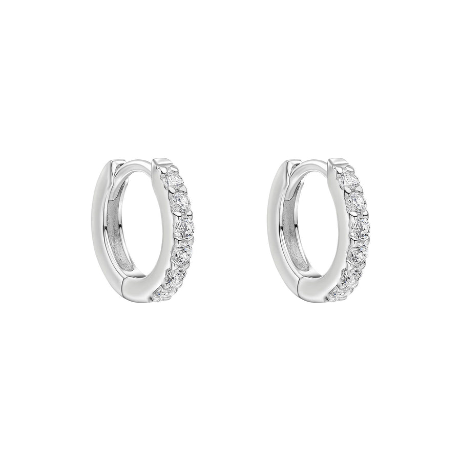 Sterling Silver CZ 12mm Huggie Hoop Earrings