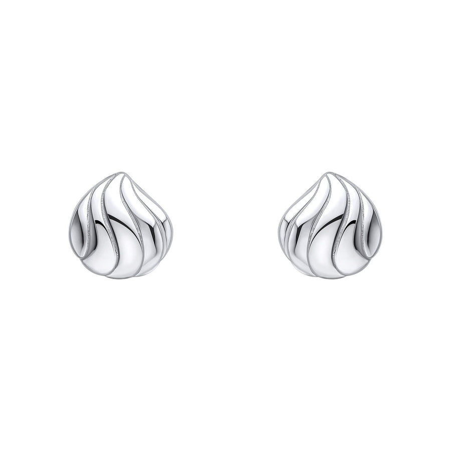 Sterling Silver Organic Wave Shell Design Stud Earrings