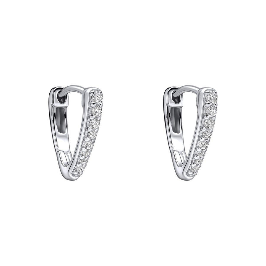 Fiorelli Sterling Sterling Silver CZ Pave Pointed Hoop Earrings