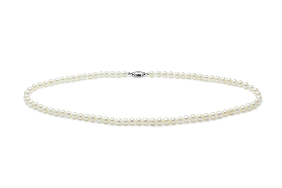 Sterling Silver 5-5.5mm White Freshwater Pearl Necklace