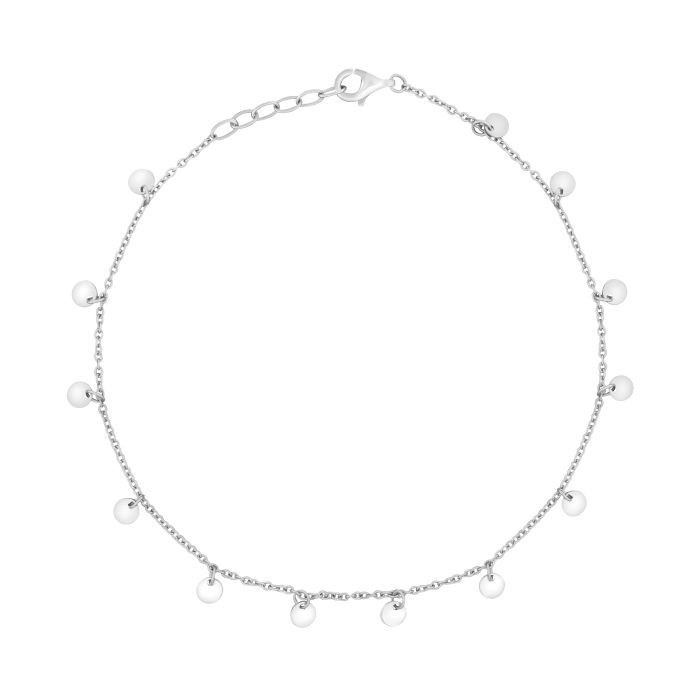 Sterling Silver Multi-Disk Drop Anklet Chain