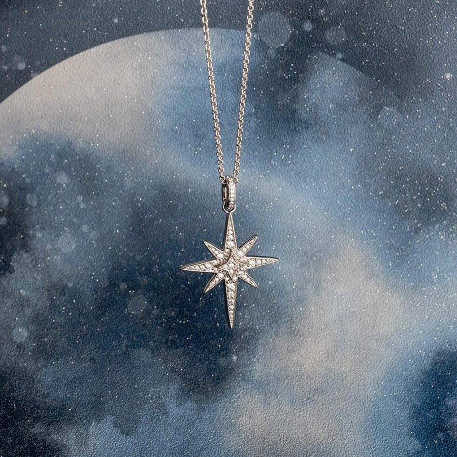 Kit Heath Sterling Silver Céleste North Star Lux Pavé Necklace