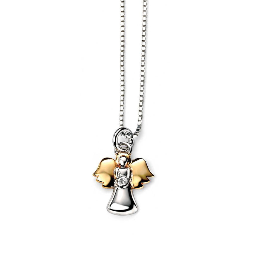 D for Diamond Two-Tone Angel Pendant & Chain