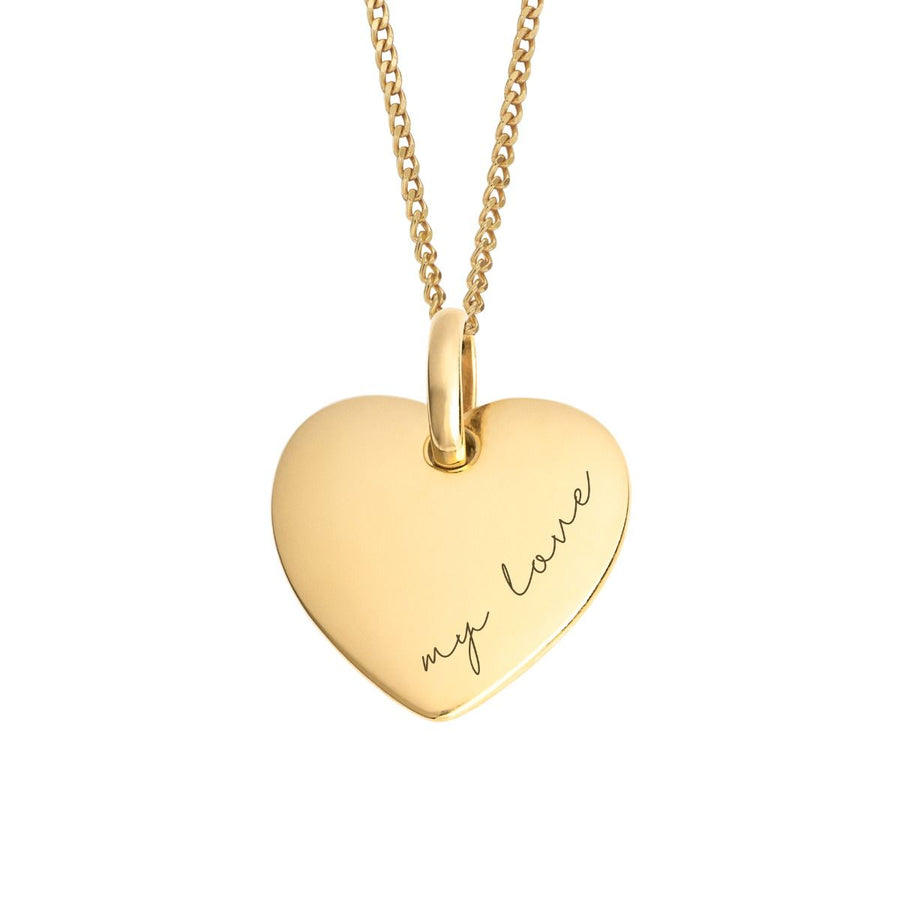 Gold Plated Heart Tag Pendant & Chain