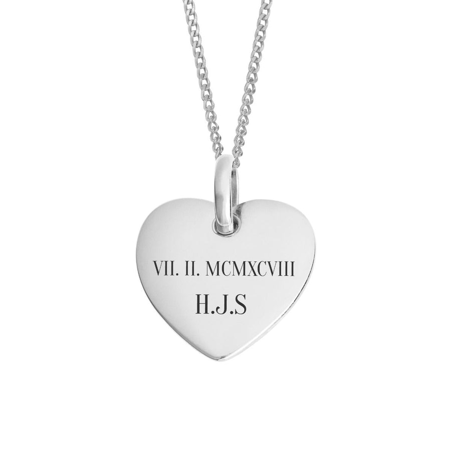 Sterling Silver Engravable Heart Pendant & Chain