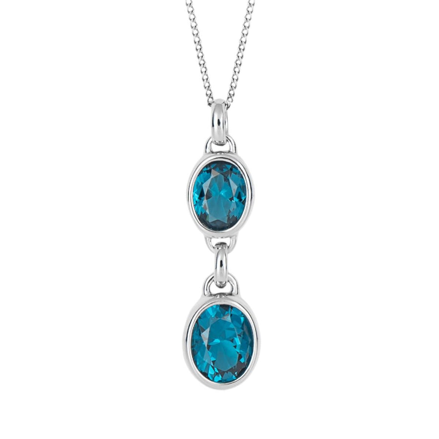 Fiorelli Sterling Silver Double Blue Crystal Drop Pendant