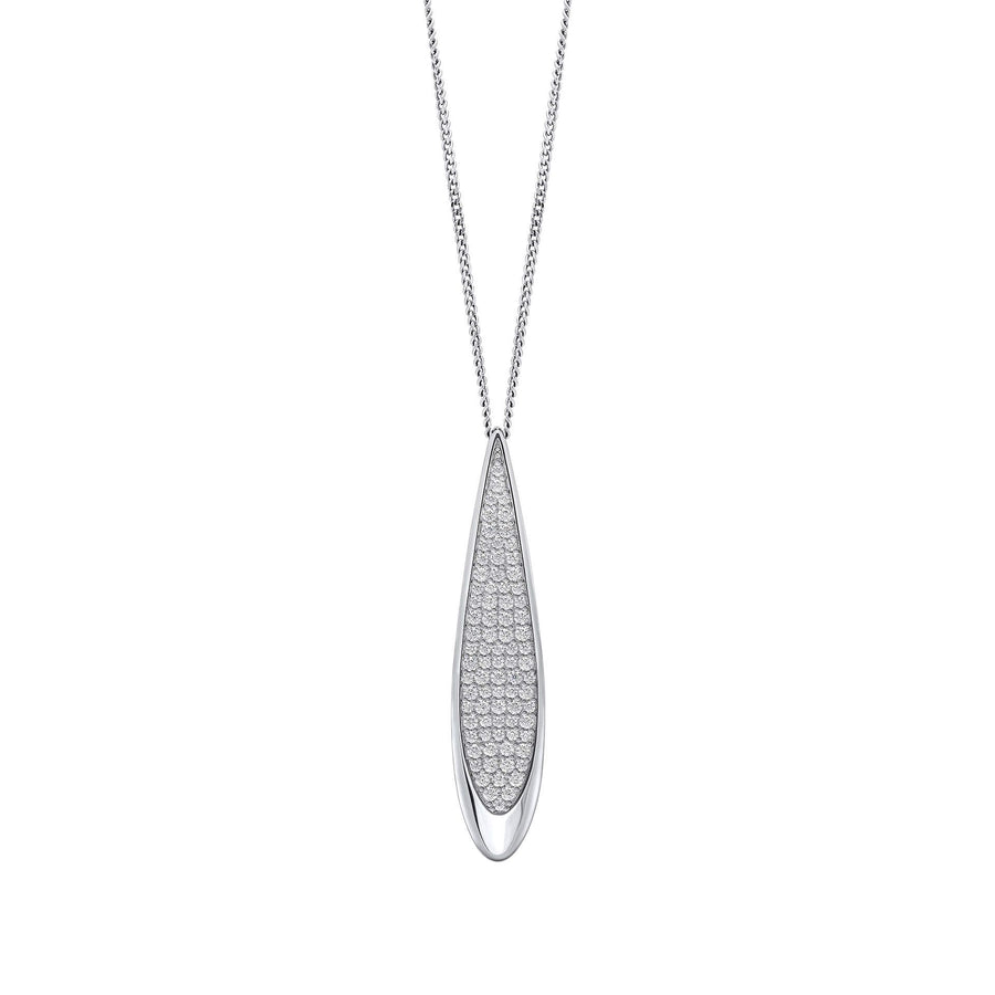 Fiorelli Sterling Silver CZ Pave Long Droplet Pendant