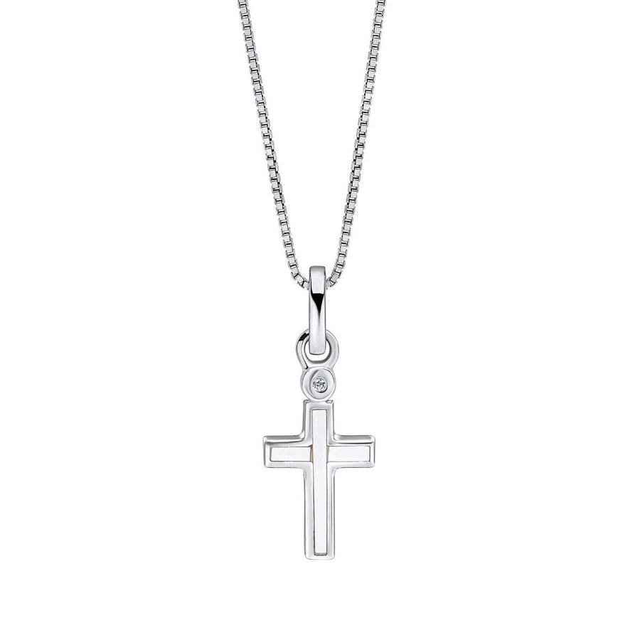 D for Diamond Mother-of-Pearl Cross Necklace