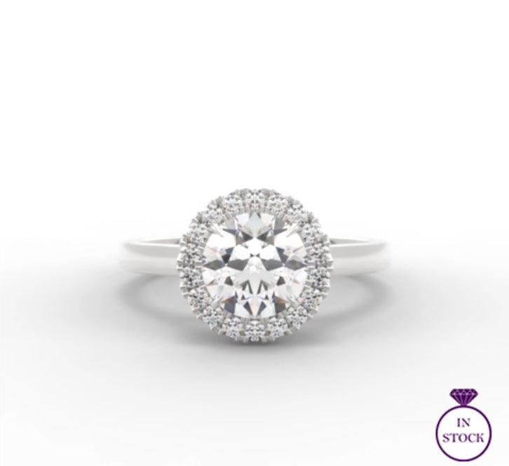 Platinum 0.30ct E SI2 Round Diamond Halo Cluster Engagement Ring