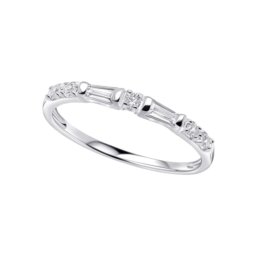 Sterling Silver Mixed Cut CZ Half Eternity Style Ring