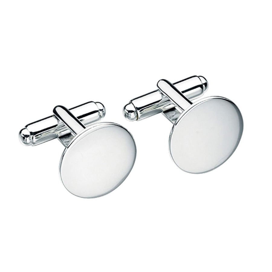 Sterling Silver Plain Round Cufflinks