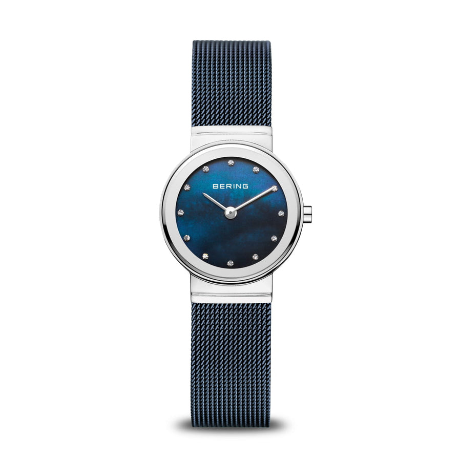 Bering Classic Blue Stainless Steel Mesh Ladies Watch with Blue Dial