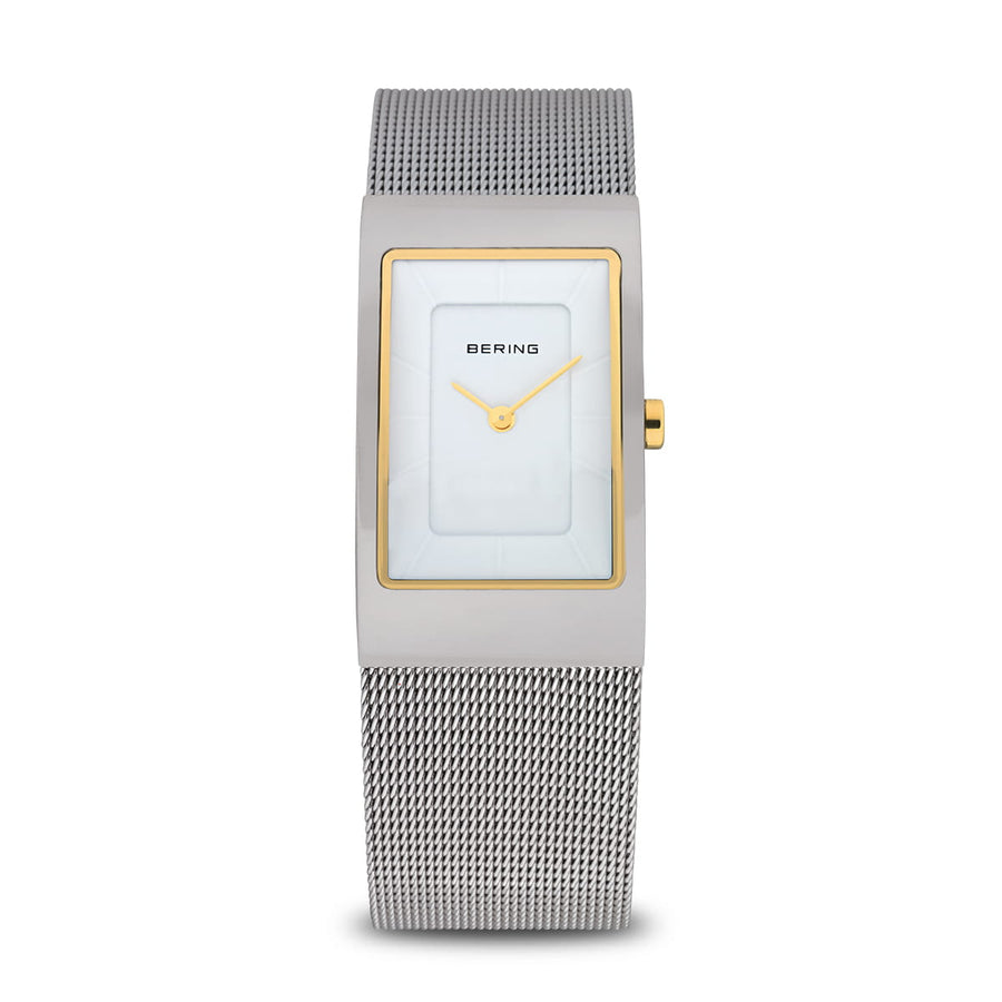 Bering Classic Ladies Stainless Steel Mesh Watch with Rectangular Dial