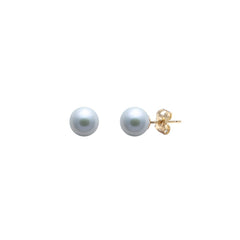 9ct Yellow Gold Grey Freshwater Pearl Stud Earrings