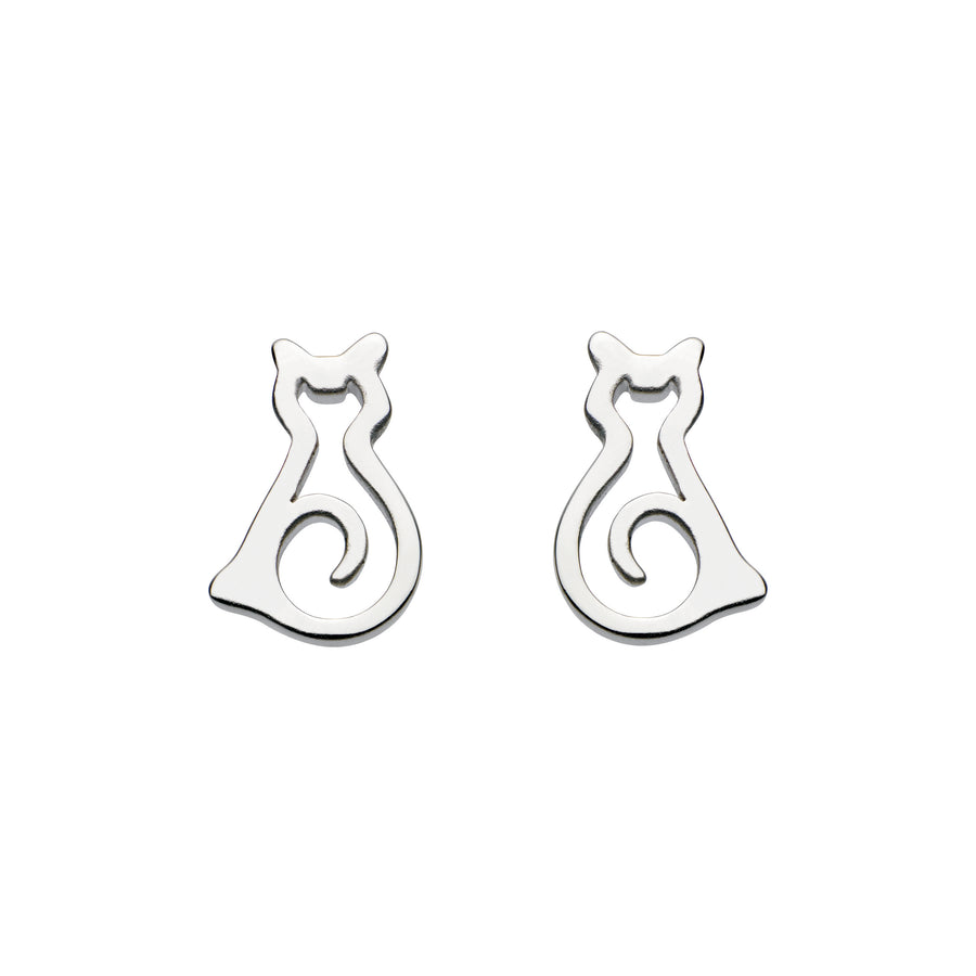 Sterling Silver Cat Stud Earrings