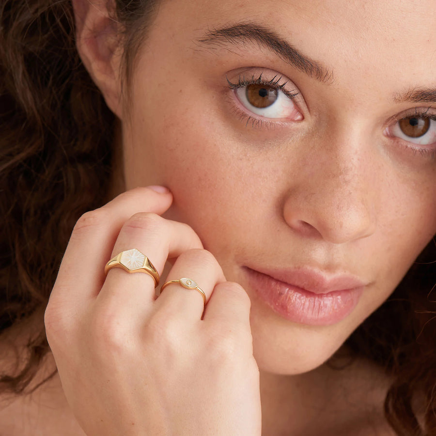 Ania Haie Gold Mother-of-Pearl Adjustable Compass Ring