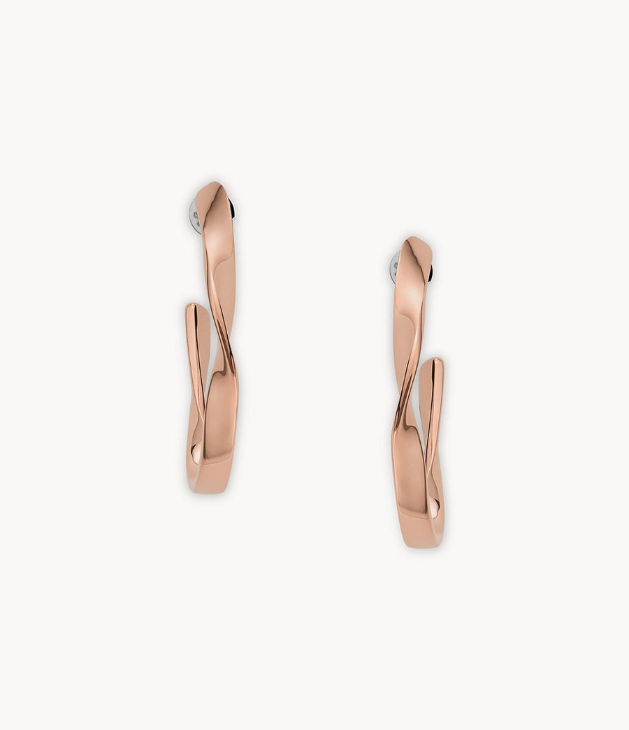 Skagen Rose Gold-Tone Twisted Half Hoop Earrings