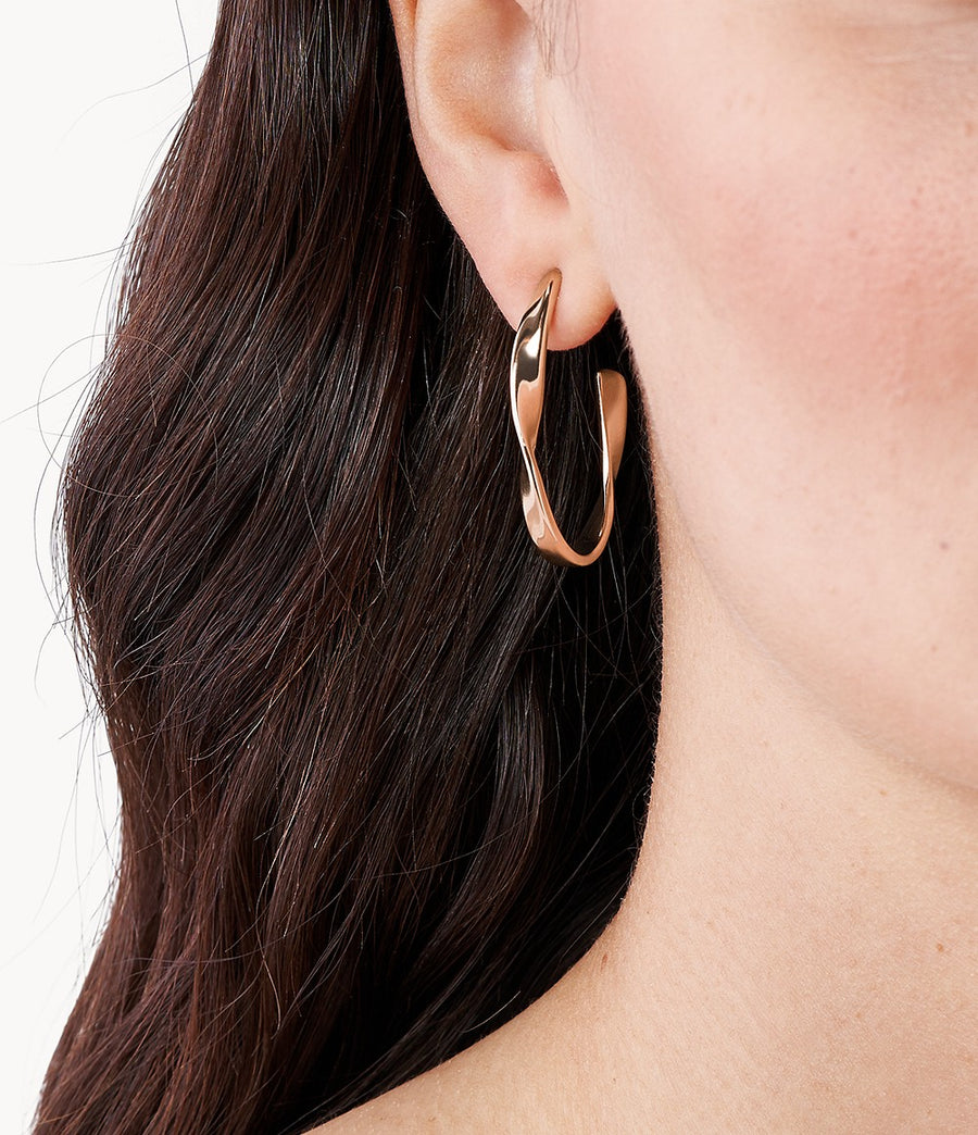 Skagen Rose Gold-Tone Twisted Half Hoop Earrings